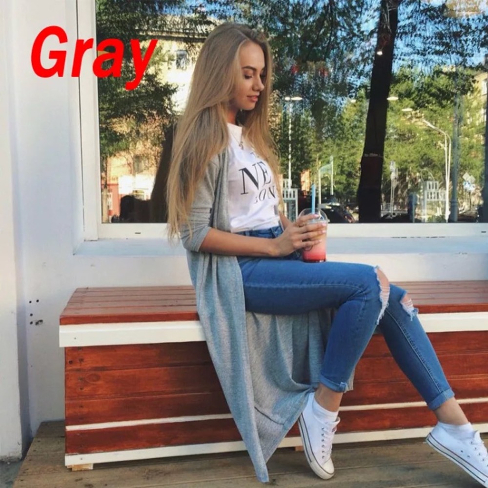 Grey Long Sleeve Cardigan Fits S-M